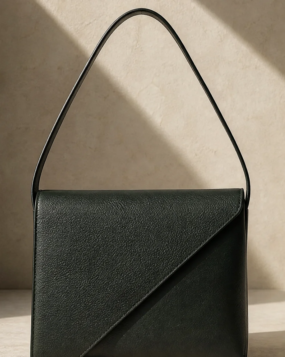 Offset Panel Shoulder Bag in forest, front view