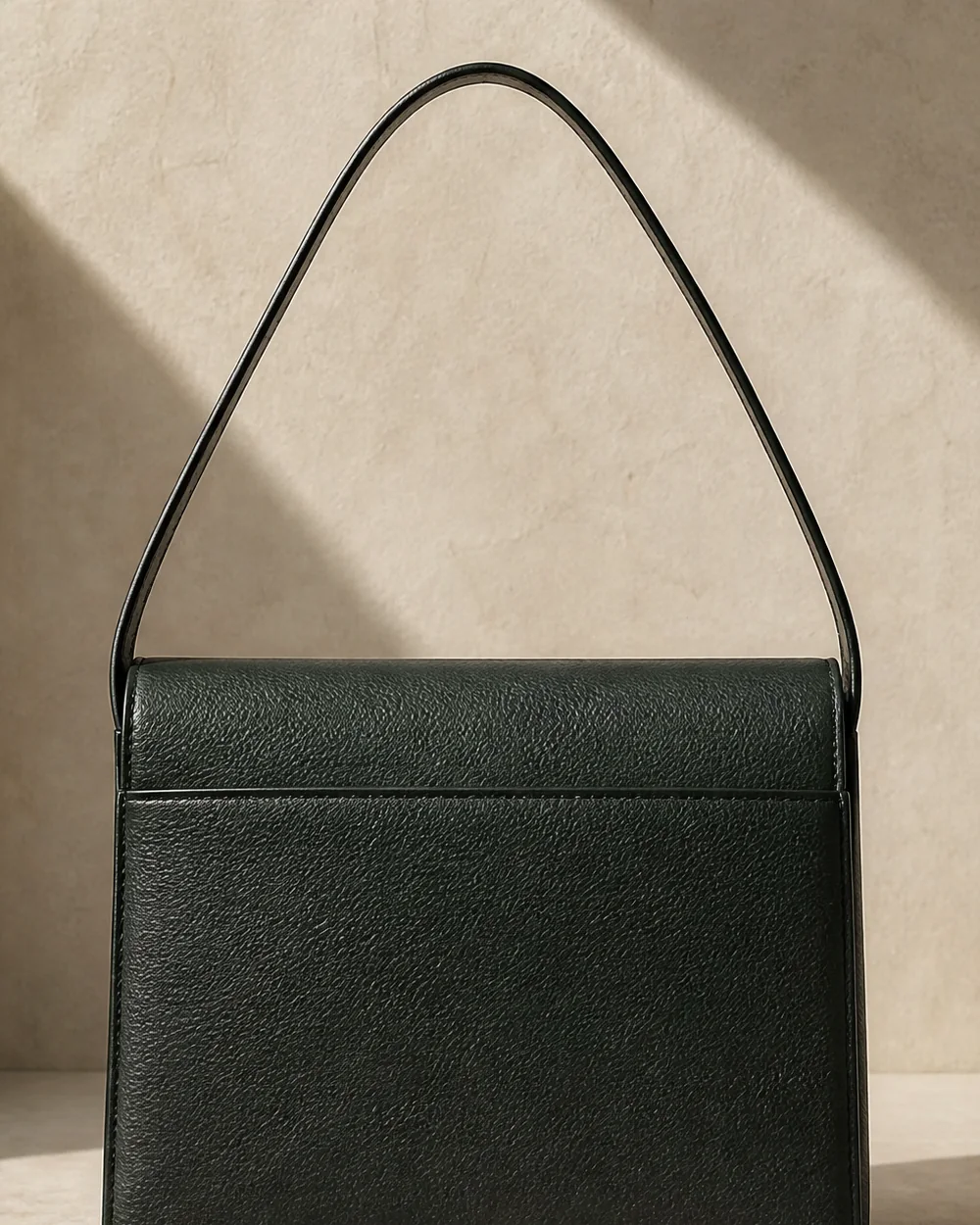 Offset Panel Shoulder Bag in forest, back view