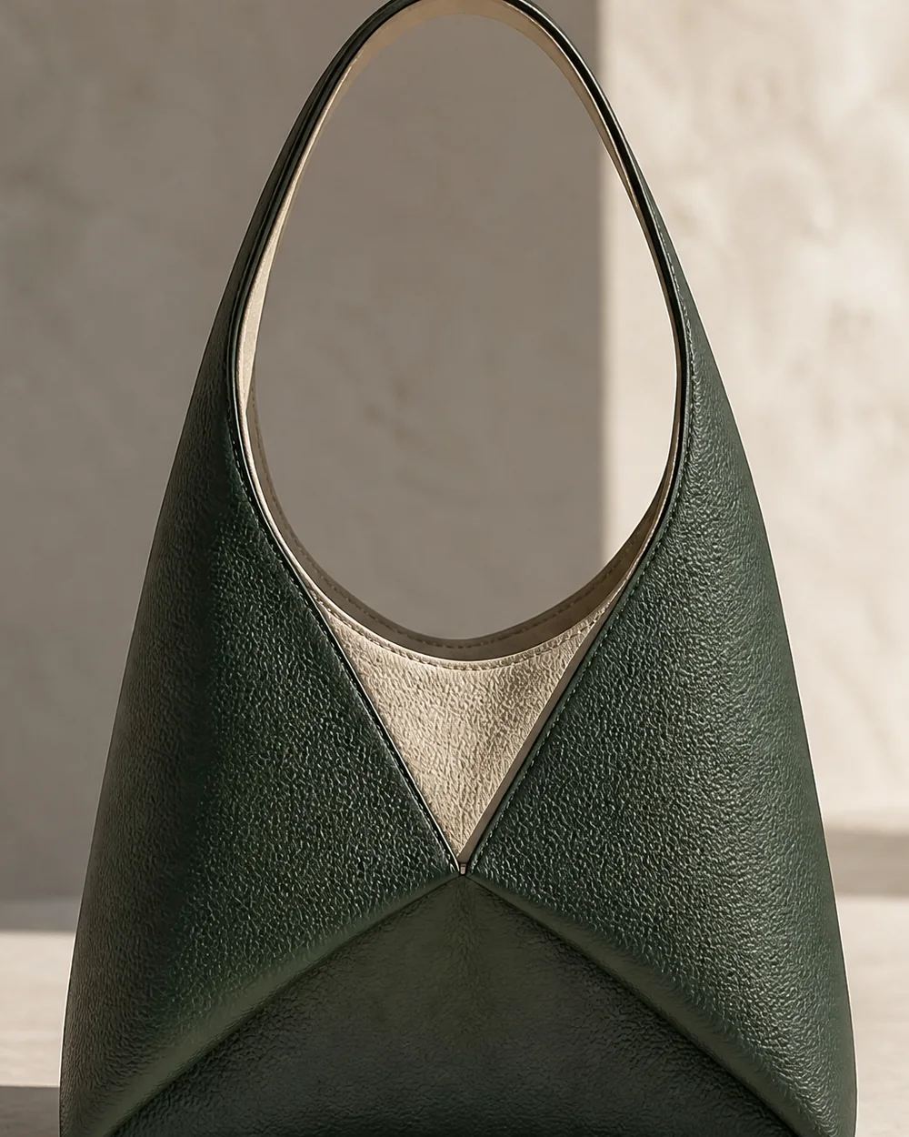 Tessel Three-Panel Shoulder Bag in deep forest, front view