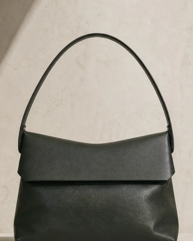 Hinge Shoulder Bag in deep forest, front view