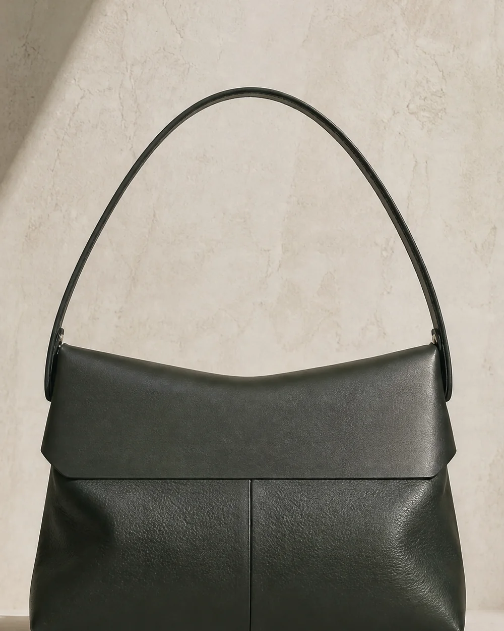 Hinge Shoulder Bag in deep forest, back view