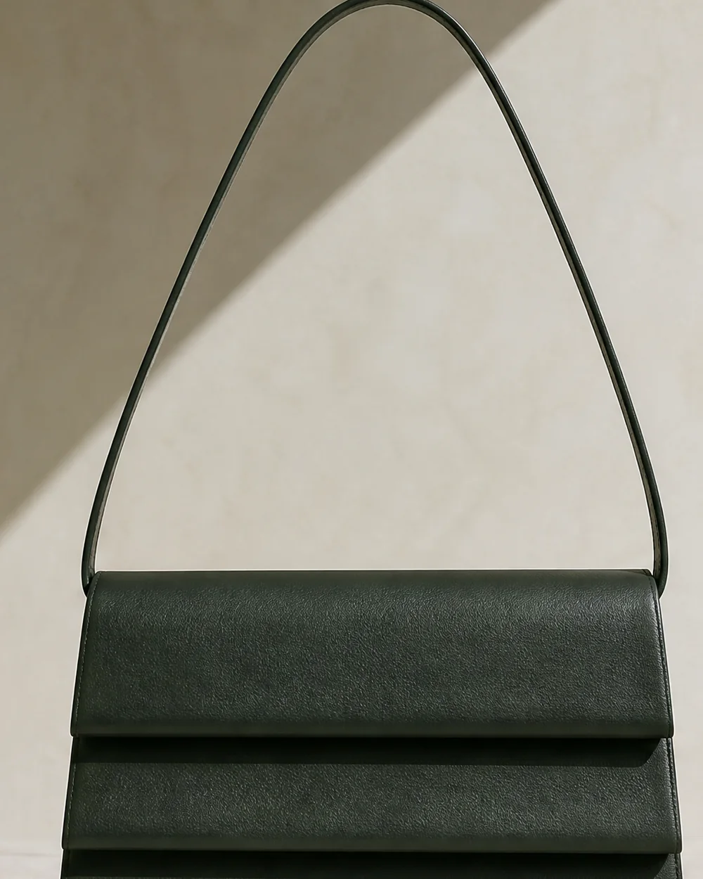 Cadence Stepped Shoulder Bag in forest, front view