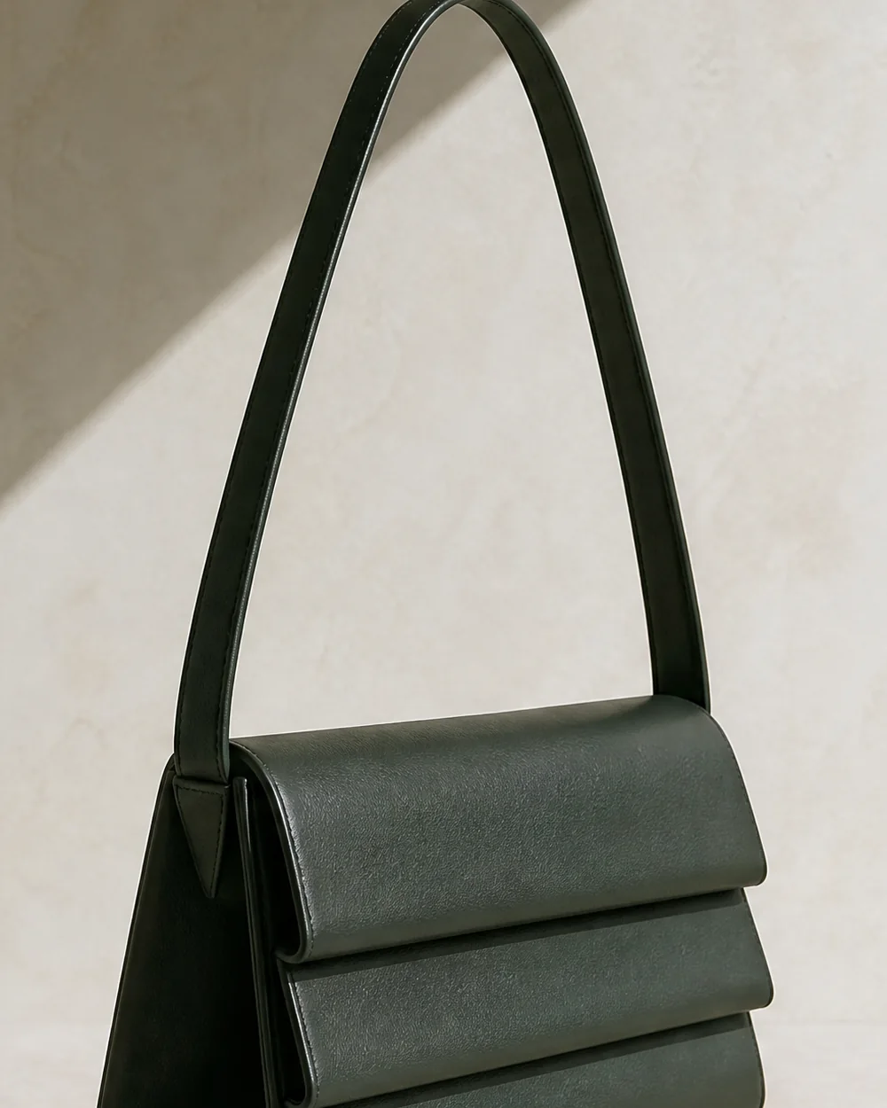 Cadence Stepped Shoulder Bag in forest, side view