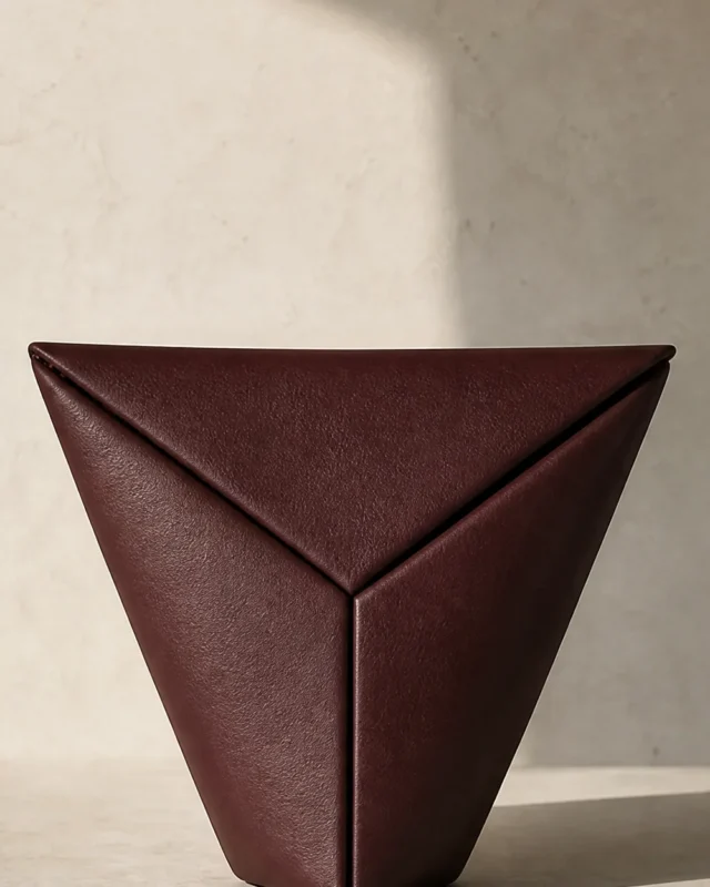 Triad Triangle Clutch in oxblood, front view