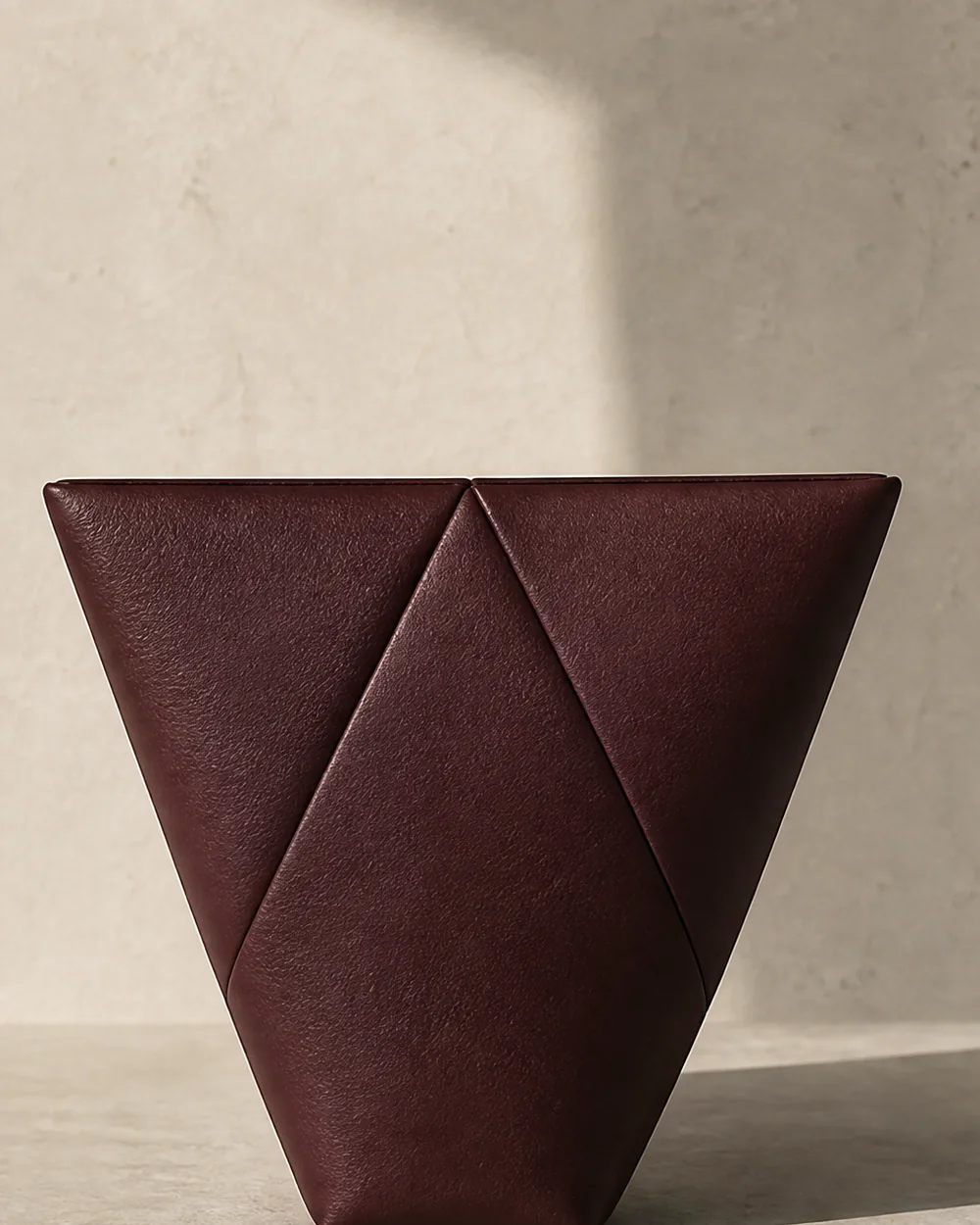 Triad Triangle Clutch in oxblood, back view