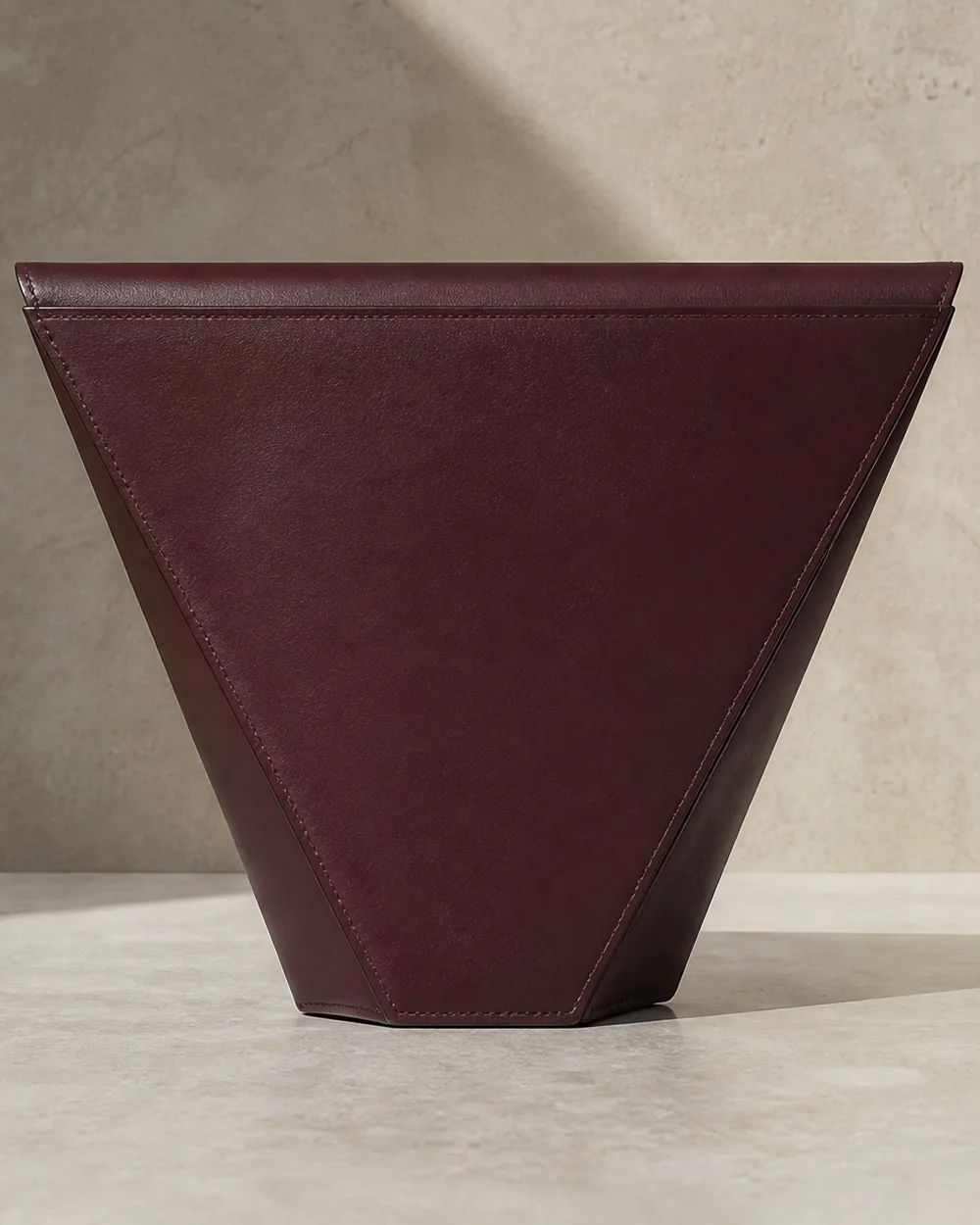 Lamina Double-Edge Clutch in oxblood, back view