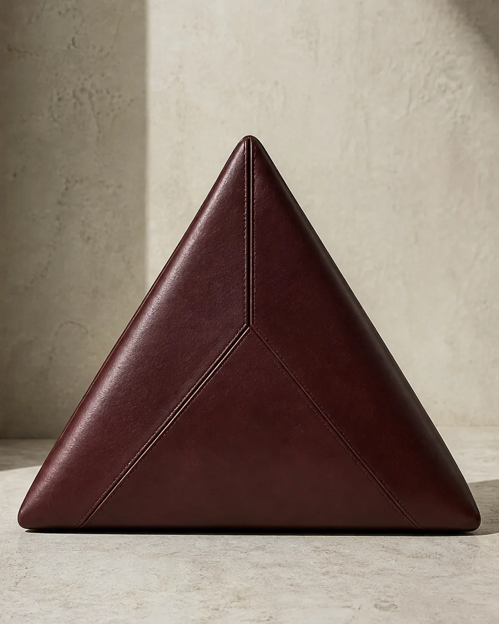Apex Triangle Clutch in oxblood, back view