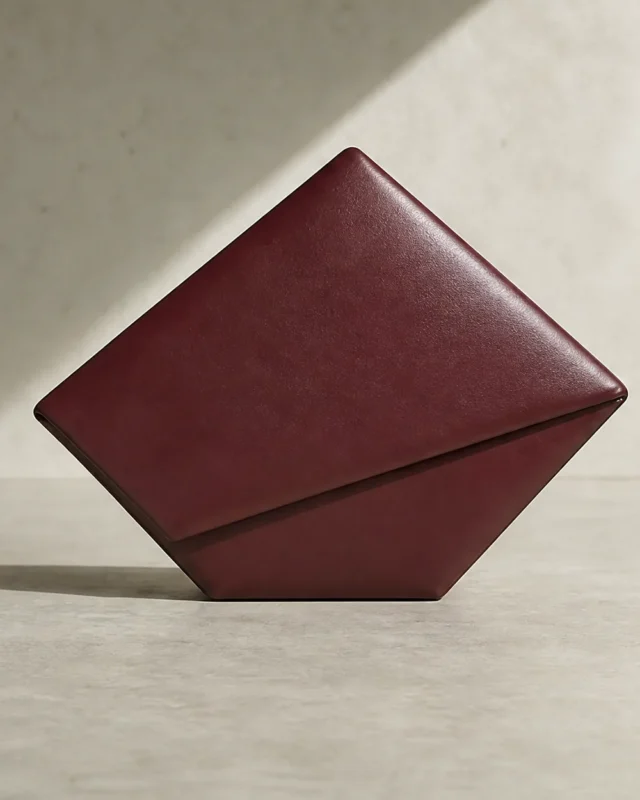 Kite Diamond Clutch in oxblood, front view
