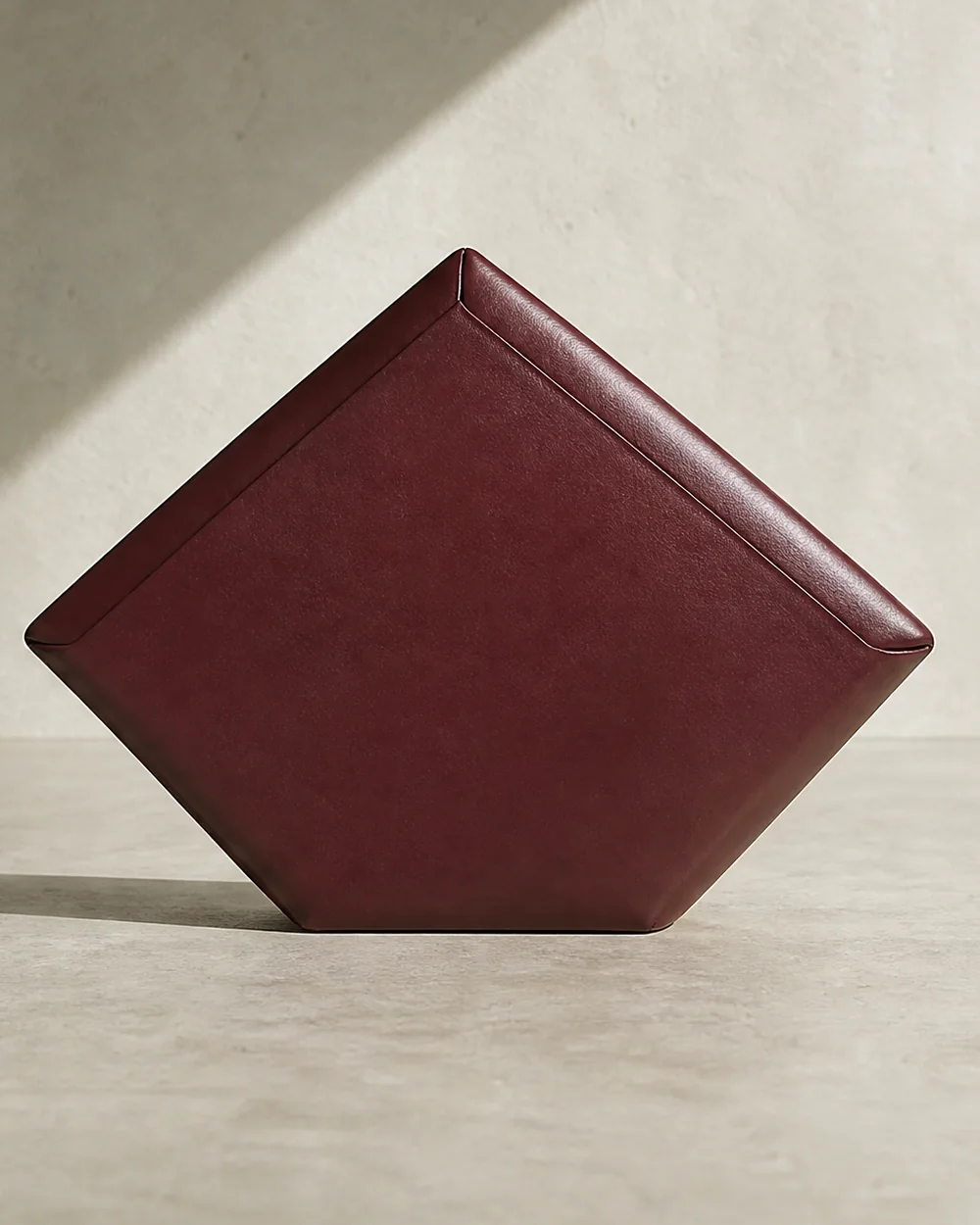 Kite Diamond Clutch in oxblood, back view