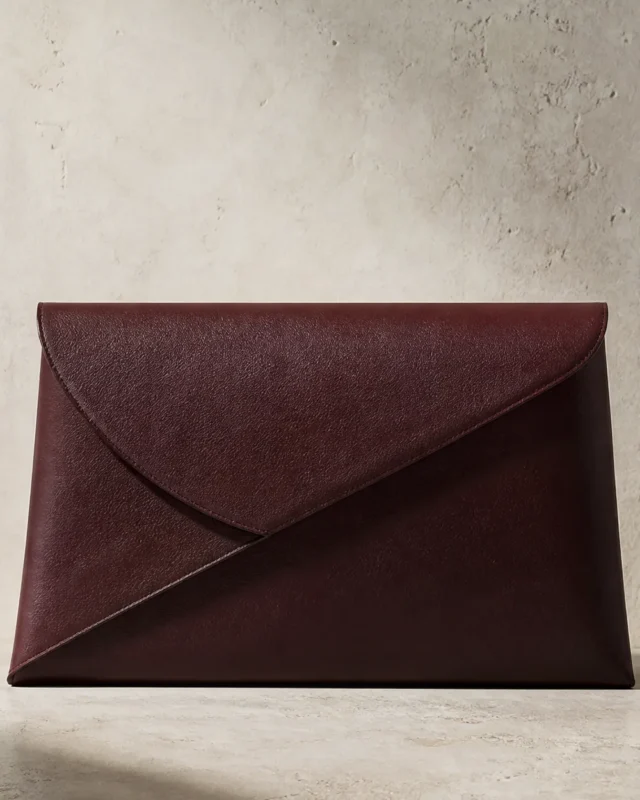 Parabola Envelope Clutch in oxblood, front view
