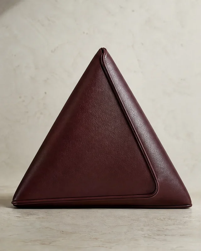Edgework Triangle Clutch in oxblood, front view