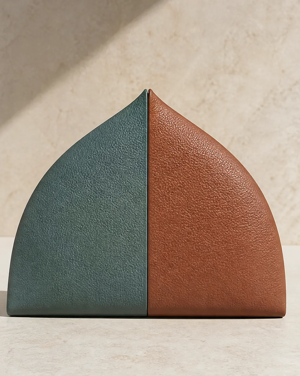 Leaf Pouch in terracotta / teal, back view