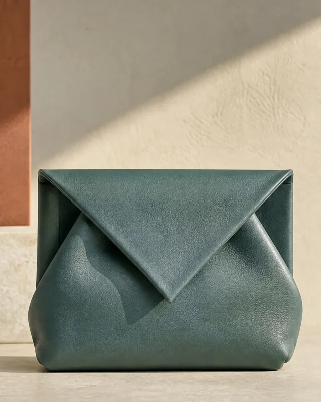 Billow Pouch in teal, front view
