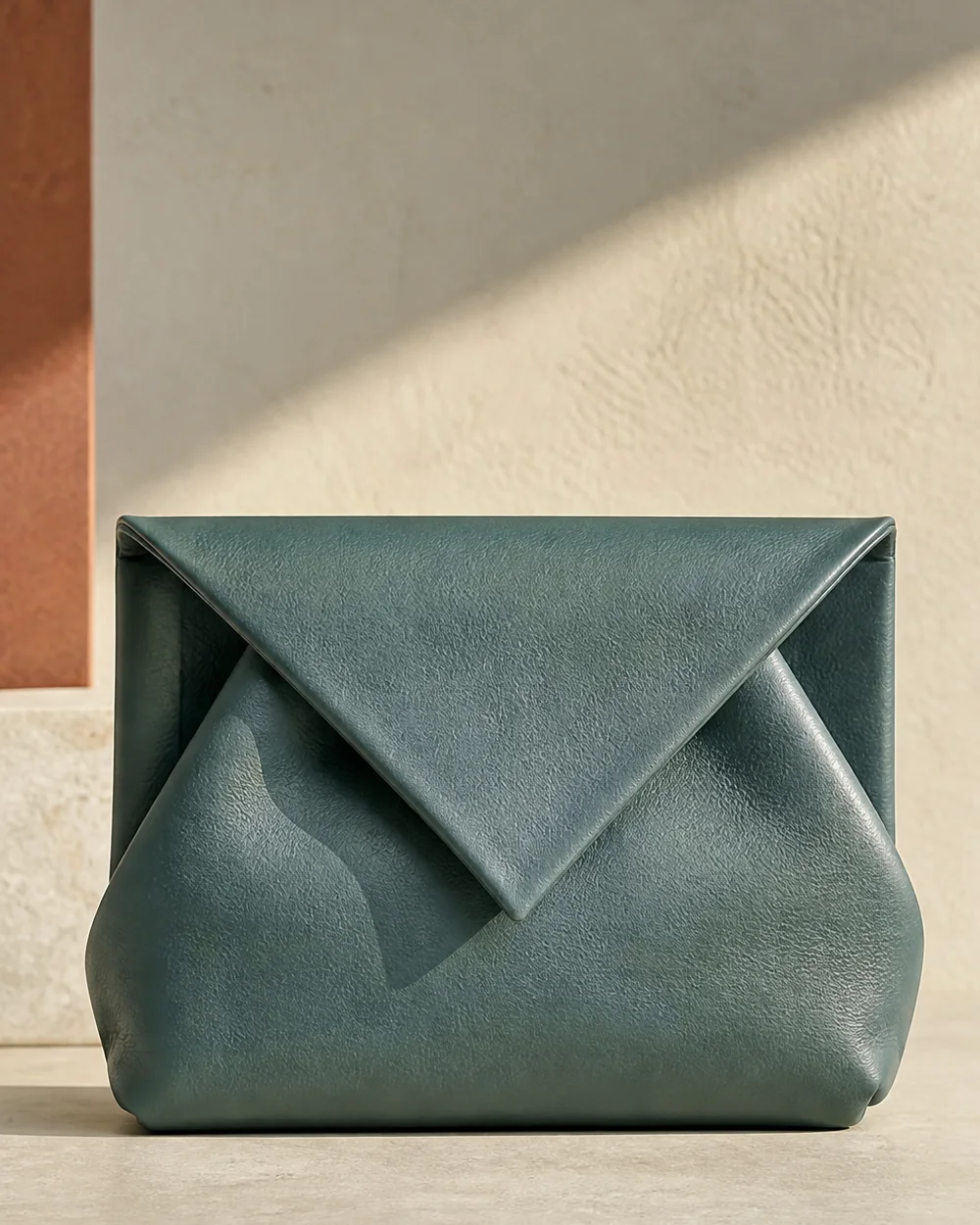 Billow Pouch in teal, front view