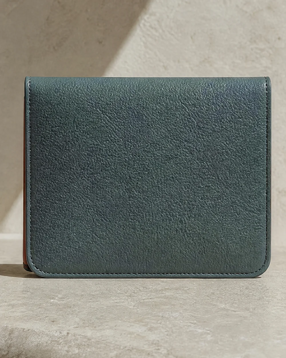 Corner Wrap Pouch in teal / terracotta, back view