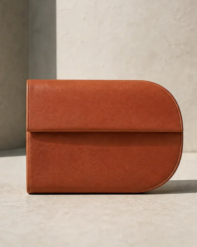 Fillet Coin Pouch in terracotta, front view