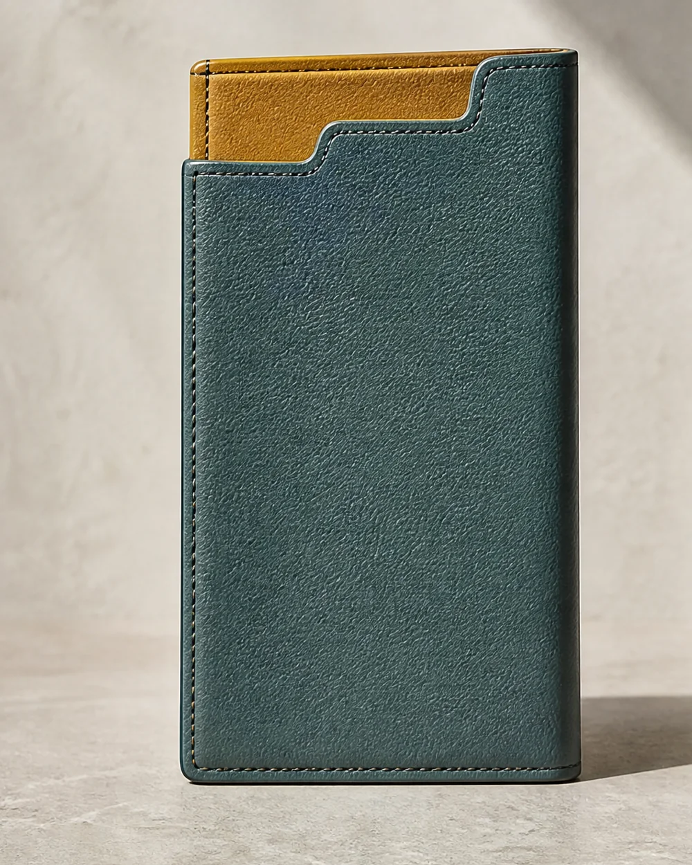 Note Card Folio in teal, front view