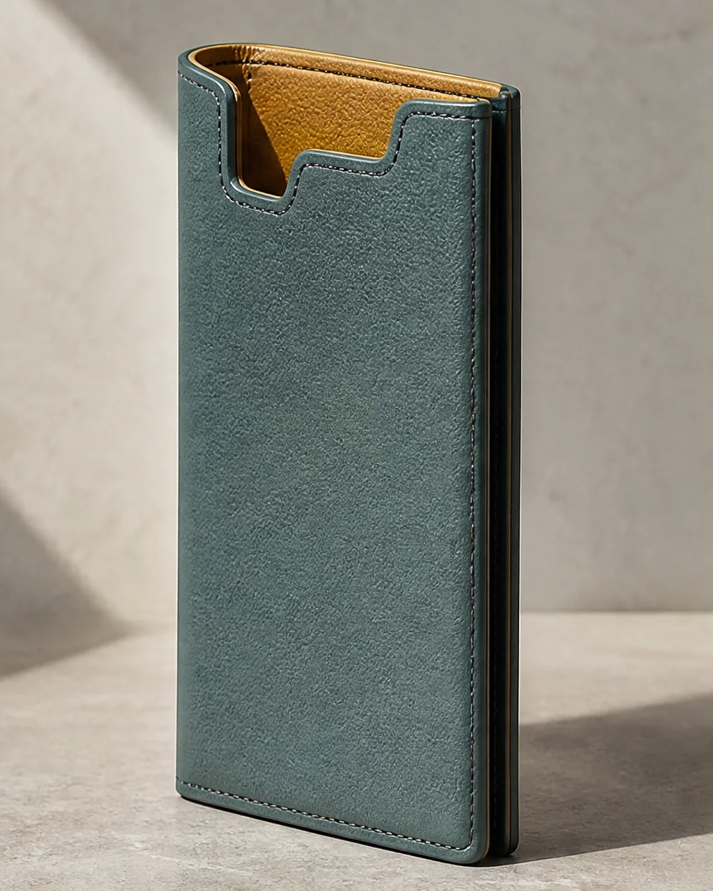 Note Card Folio in teal, side view