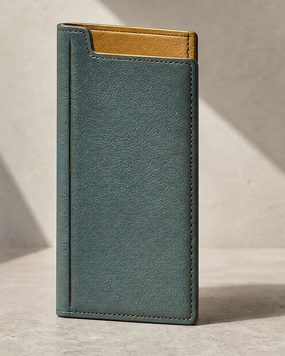 Note Card Folio in teal, back view