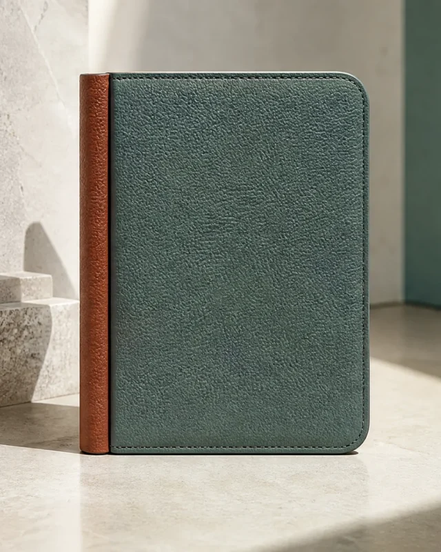 Foldbook Wallet in teal, front view