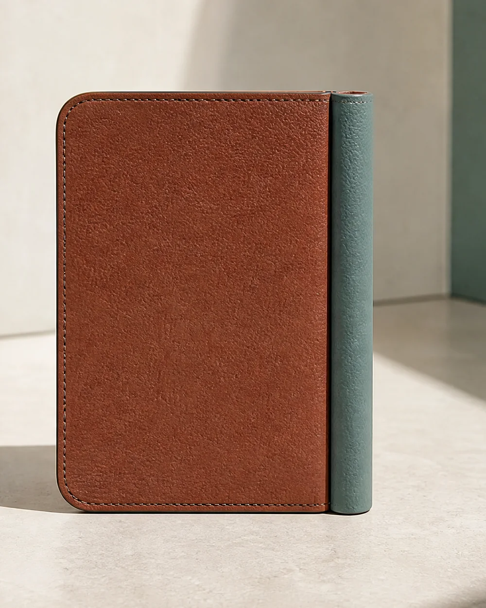 Foldbook Wallet in teal, back view