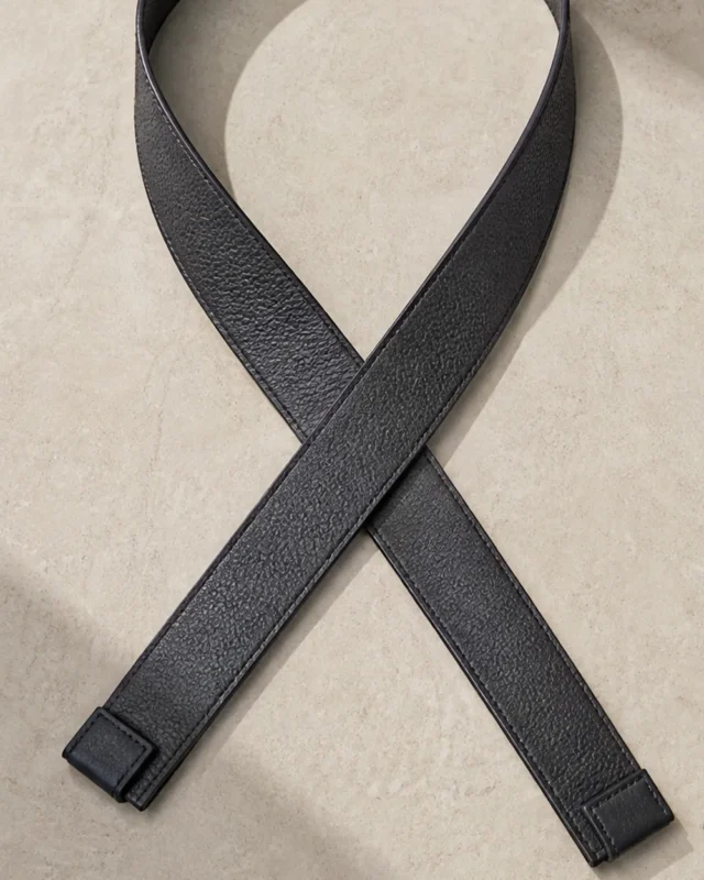 Ribbon Crossed Strap in charcoal, front view