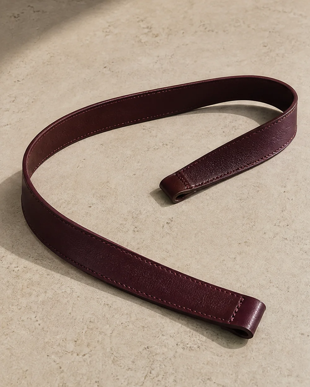 Continuity Strap in oxblood, side view